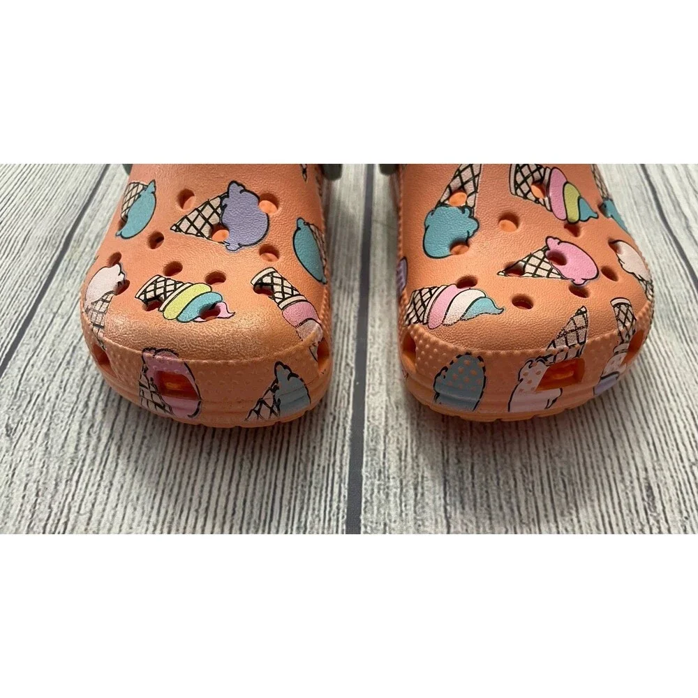 Peach Ice Cream Croc Crocs Little Girl Toddler Sandals Shoes, Size 7